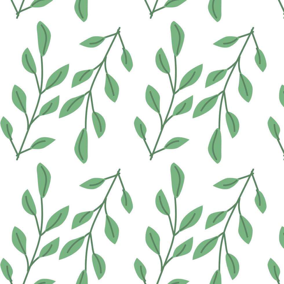 mano dibujado floral modelo con verde sucursales. vector ilustración lata usado para envase papel, textil, ropa imprimir, interior decoración.