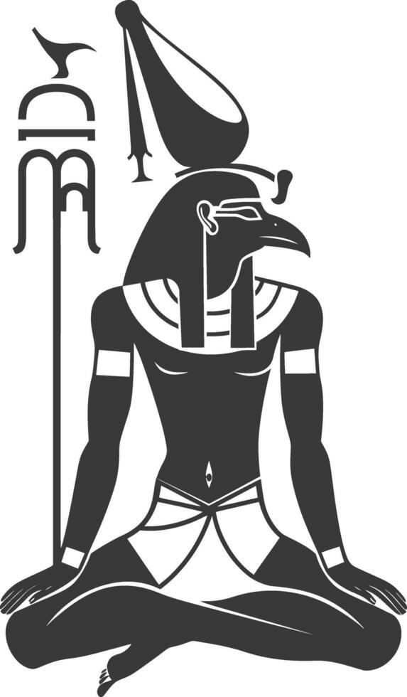 AI generated Silhouette single ancient egyptian hieroglyphs symbol logo black color only vector