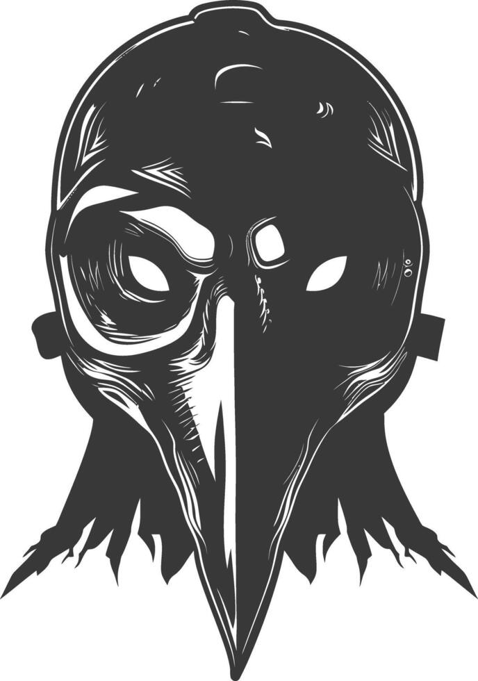 AI generated Silhouette plague mask black color only full vector