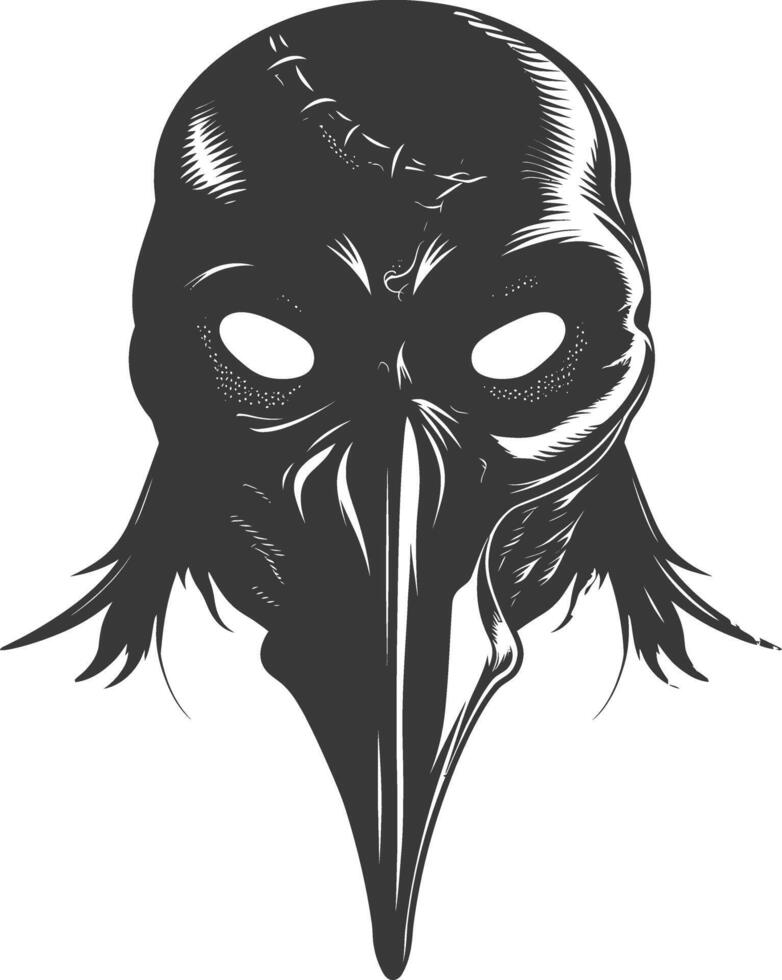AI generated Silhouette plague mask black color only full vector