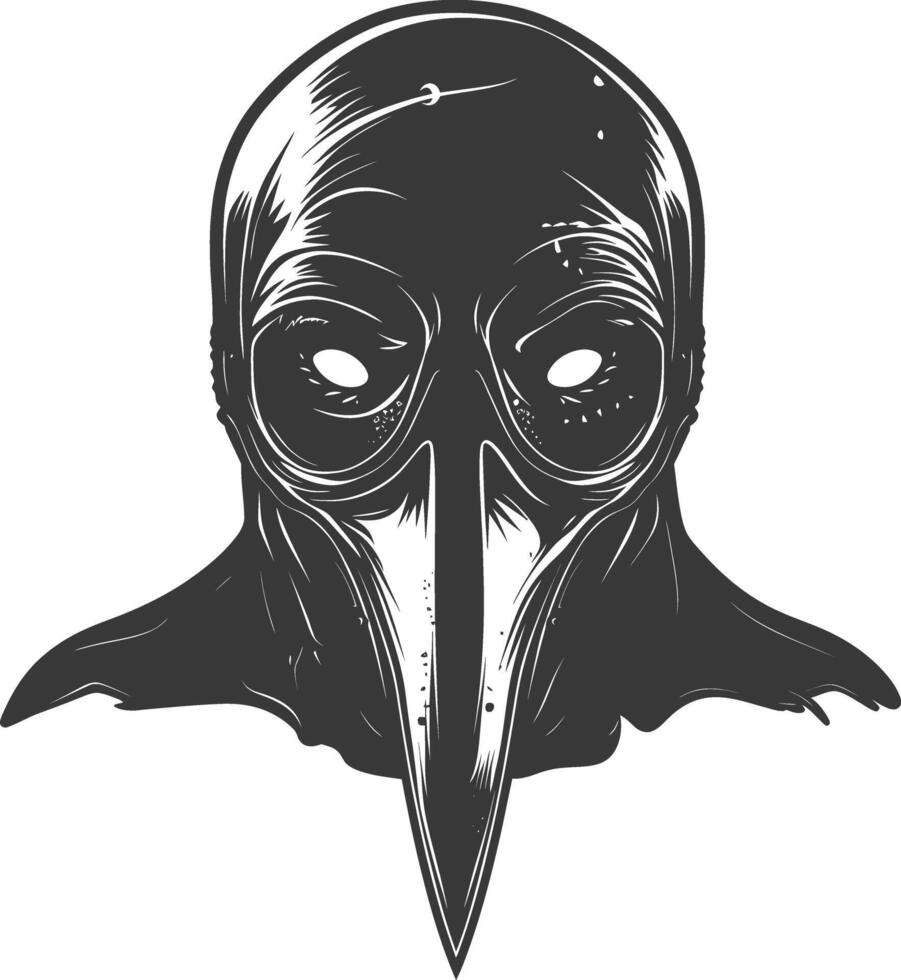 AI generated Silhouette plague mask black color only full vector