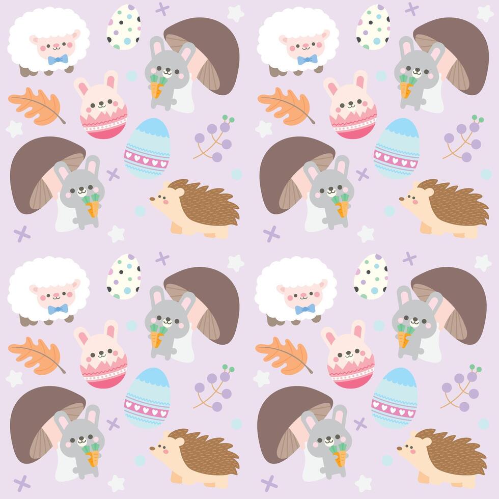 Easter hand drawn seamless patterns Vector illustration