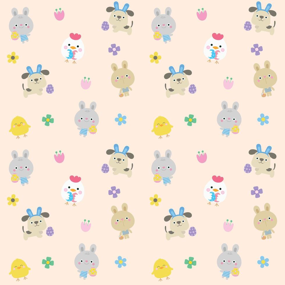 hello spring easter cute seamless pattern background vector