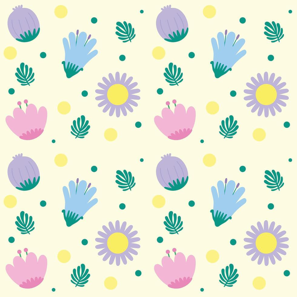 linda mano dibujado primavera flores sin costura modelo con floral para tela textiles ropa envase papel cubrir bandera hogar decoración resumen antecedentes vector ilustración