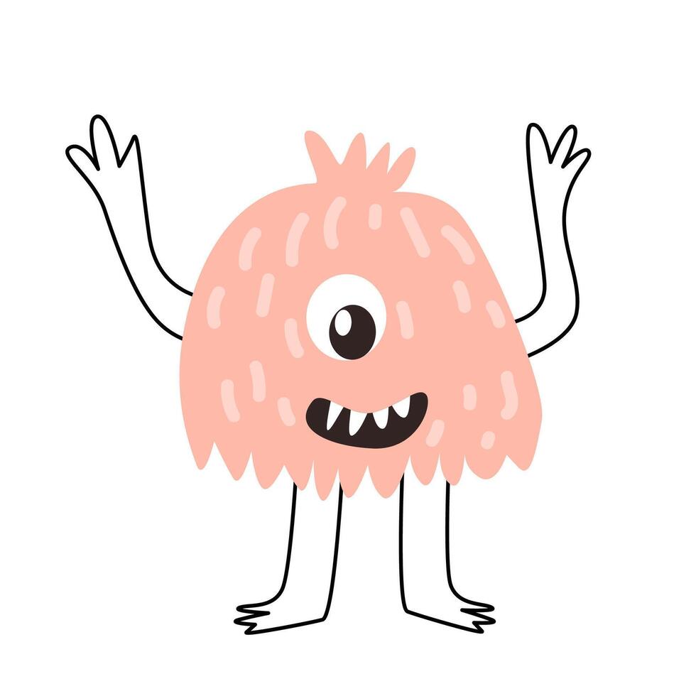 linda rosado bebé monstruo personaje sonriente vector ilustración