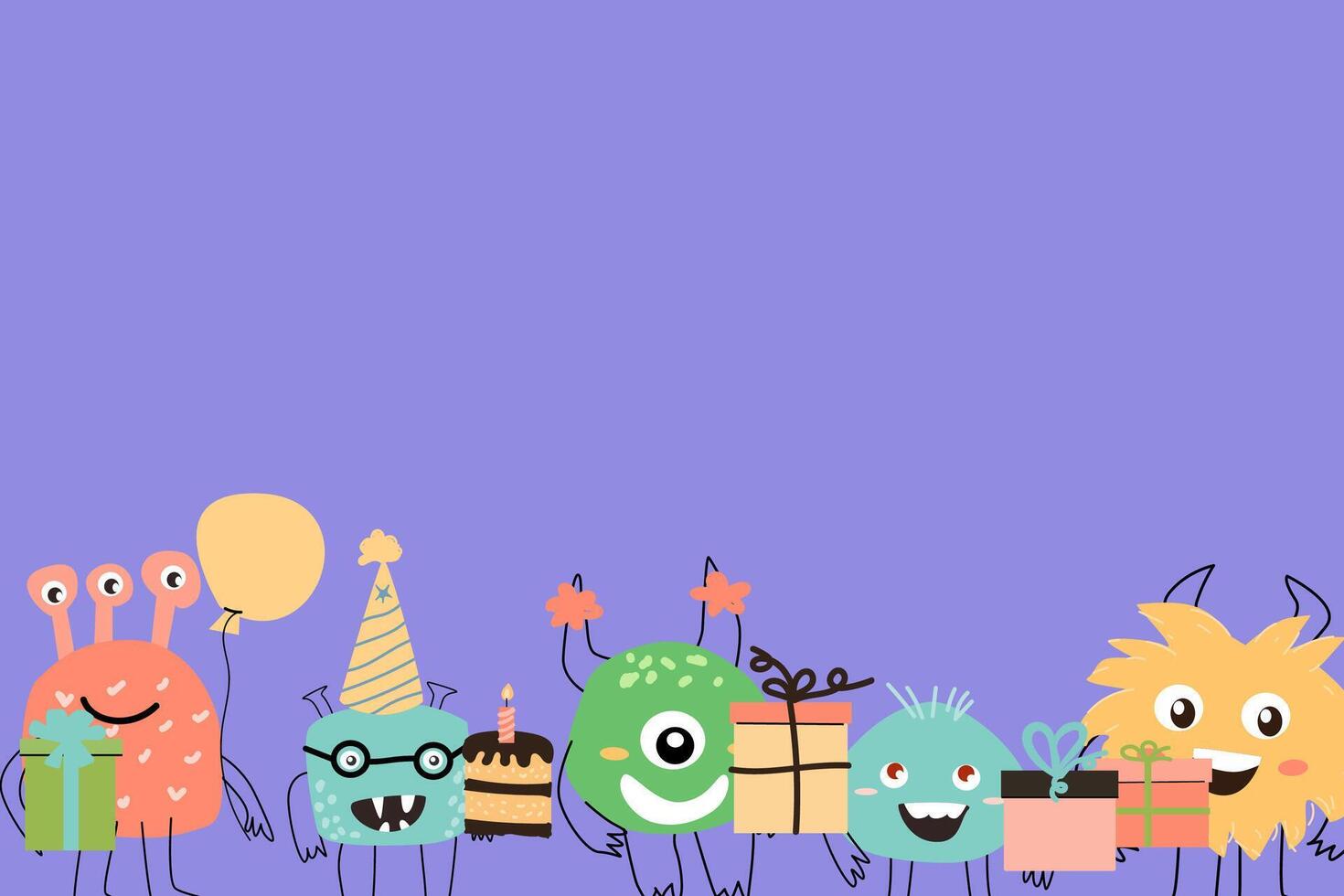 Celebration holiday cute monster background with copy space vector