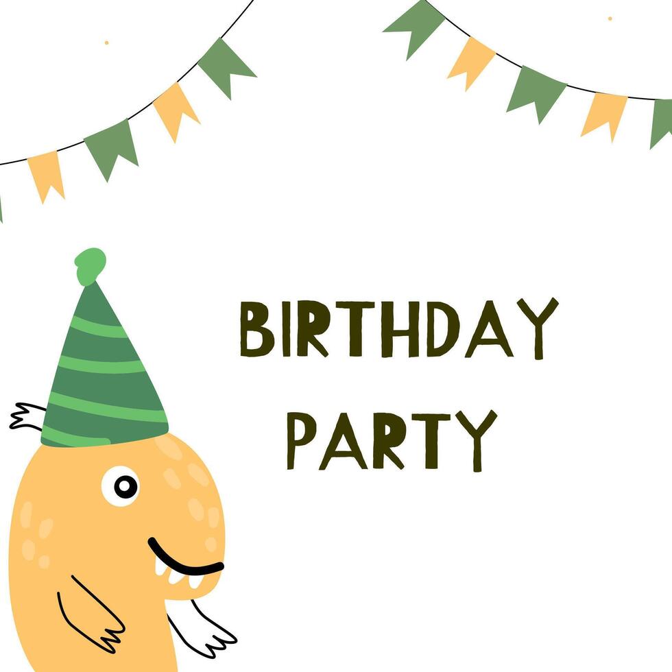 cute monster - birthday party background vector