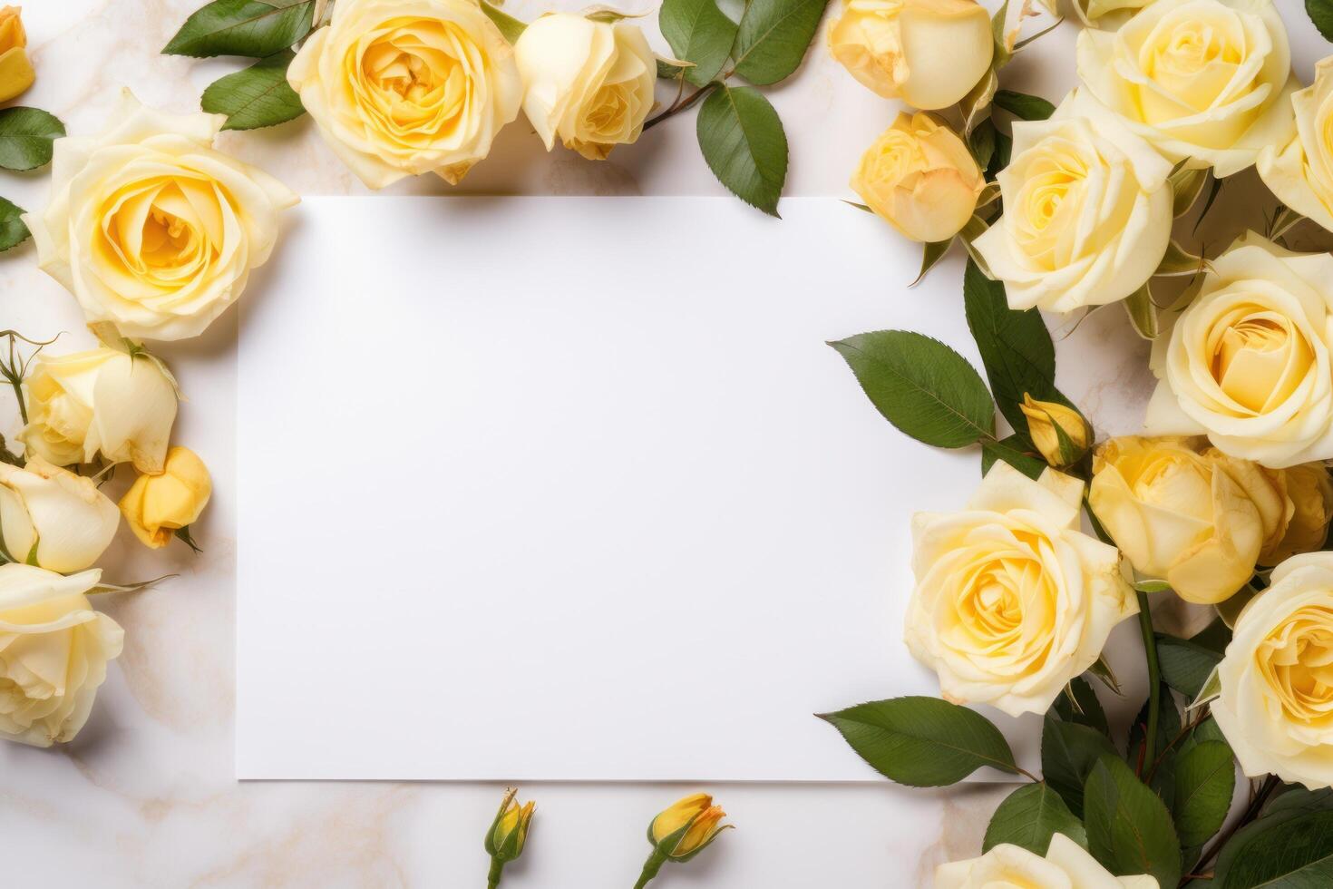 AI generated roses and a blank envelope blank template photo