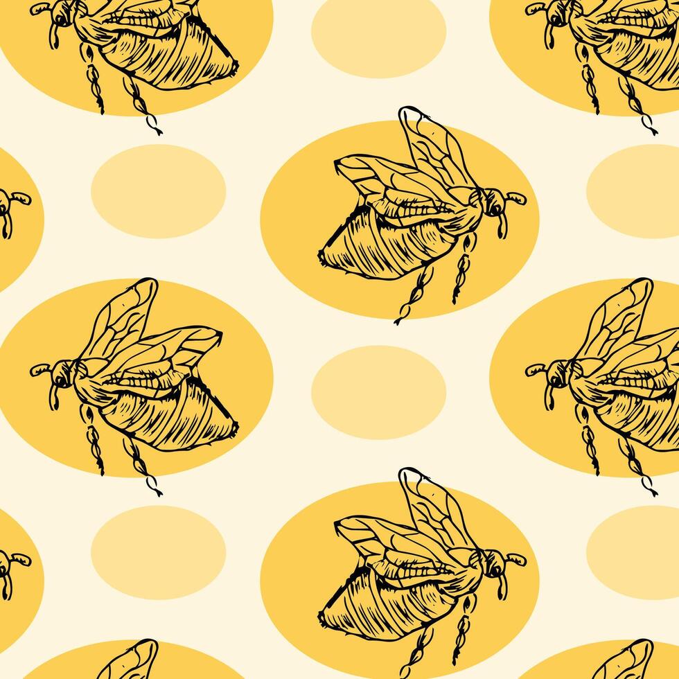 Honey bee hand drawn sketch pattern retro vector