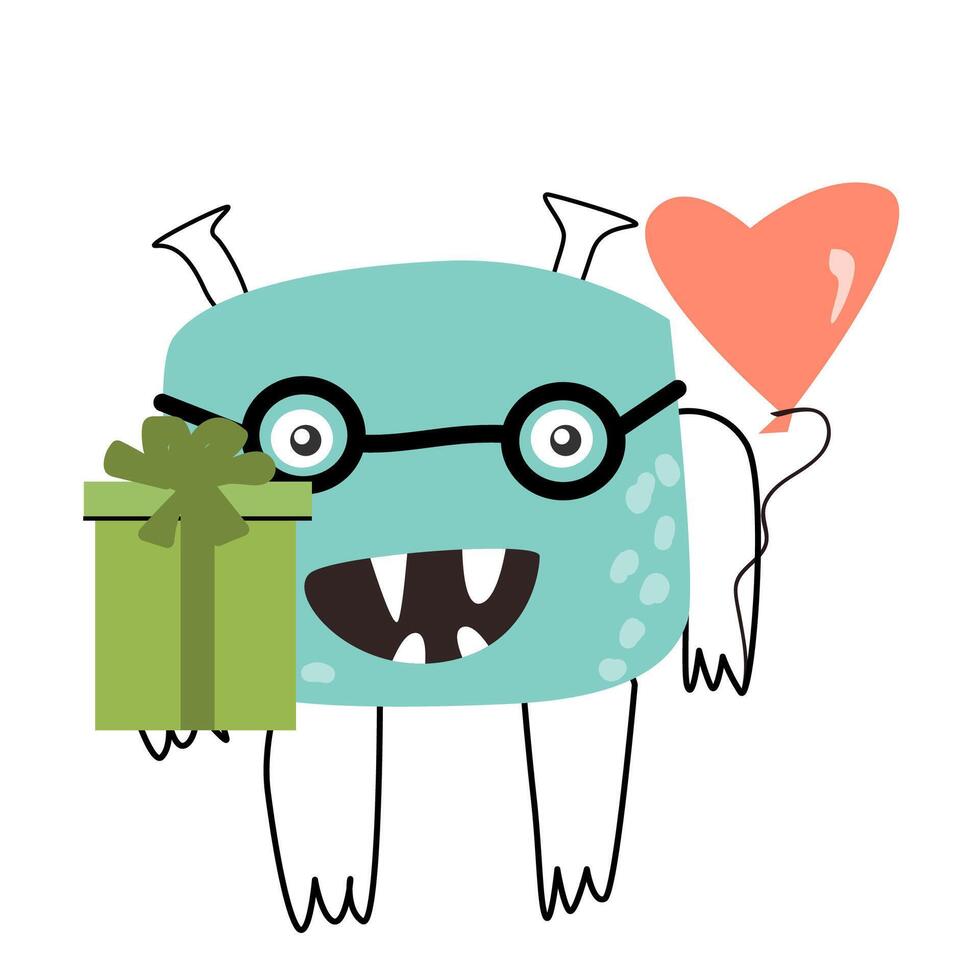 Celebration birthday cute monster for card vector