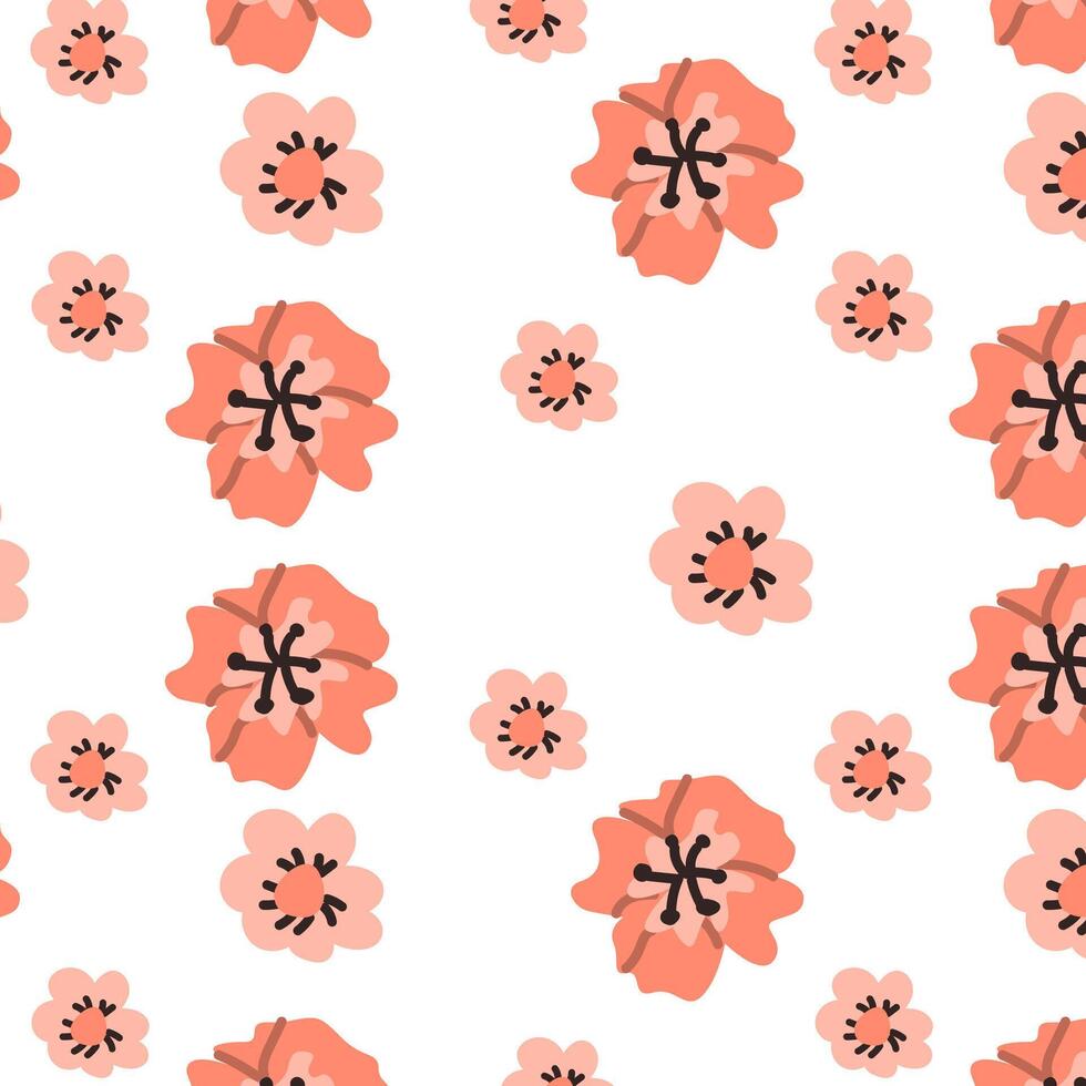 floral seamless pattern with ditsy pink flowers. Vector illustration in vintage style. Elegant design for textile, interior decoration. Pink daisy flowers seamless background.
