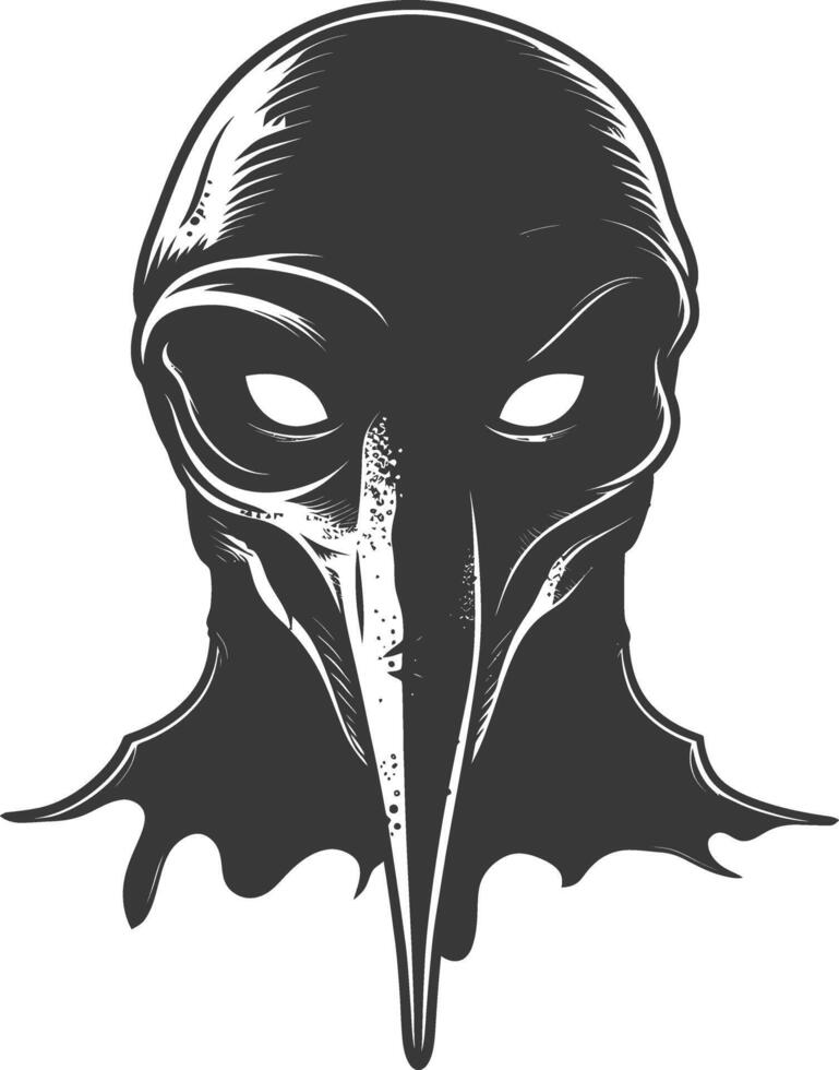 AI generated Silhouette plague mask black color only full vector