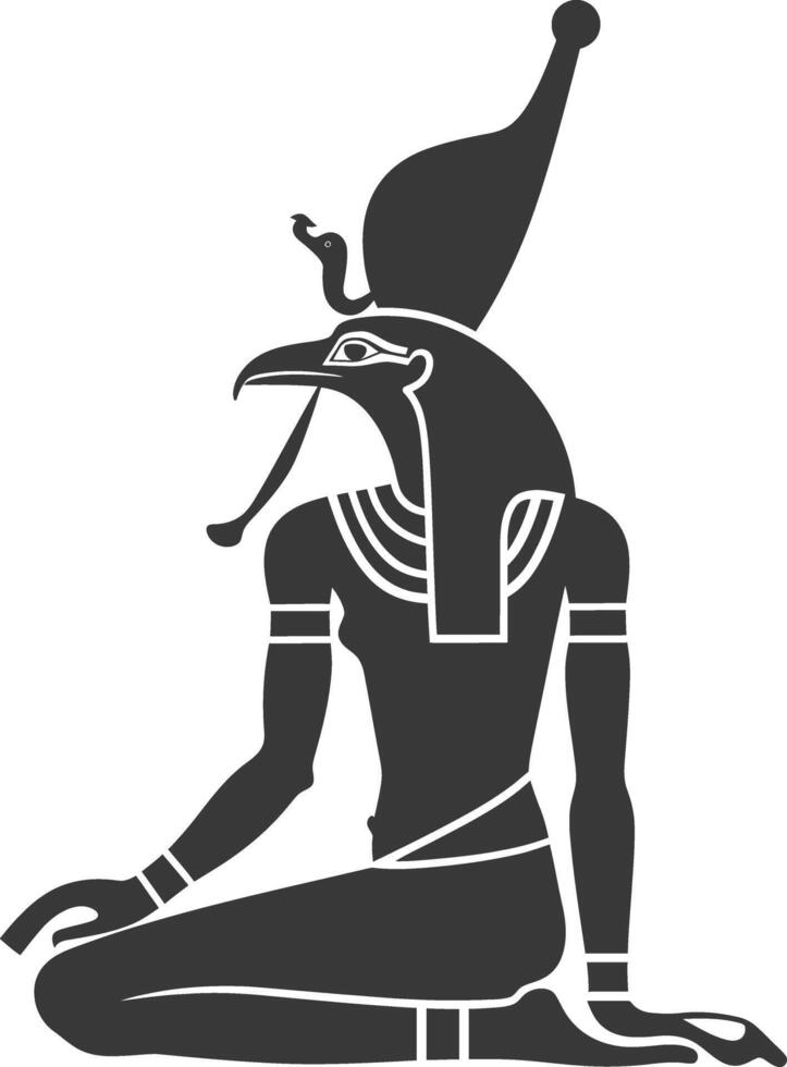 AI generated Silhouette single ancient egyptian hieroglyphs symbol logo black color only vector