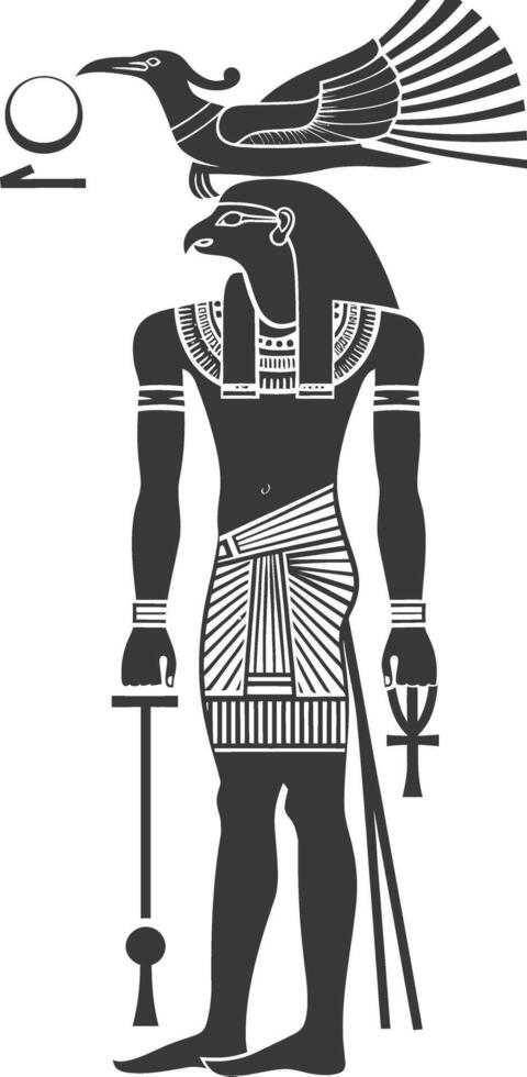 AI generated Silhouette single ancient egyptian hieroglyphs symbol logo black color only vector