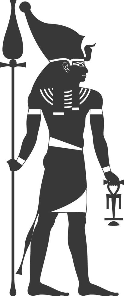 AI generated Silhouette single ancient egyptian hieroglyphs symbol logo black color only vector