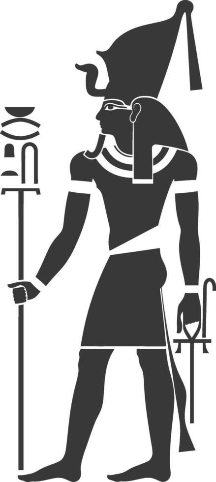 AI generated Silhouette single ancient egyptian hieroglyphs symbol logo black color only vector