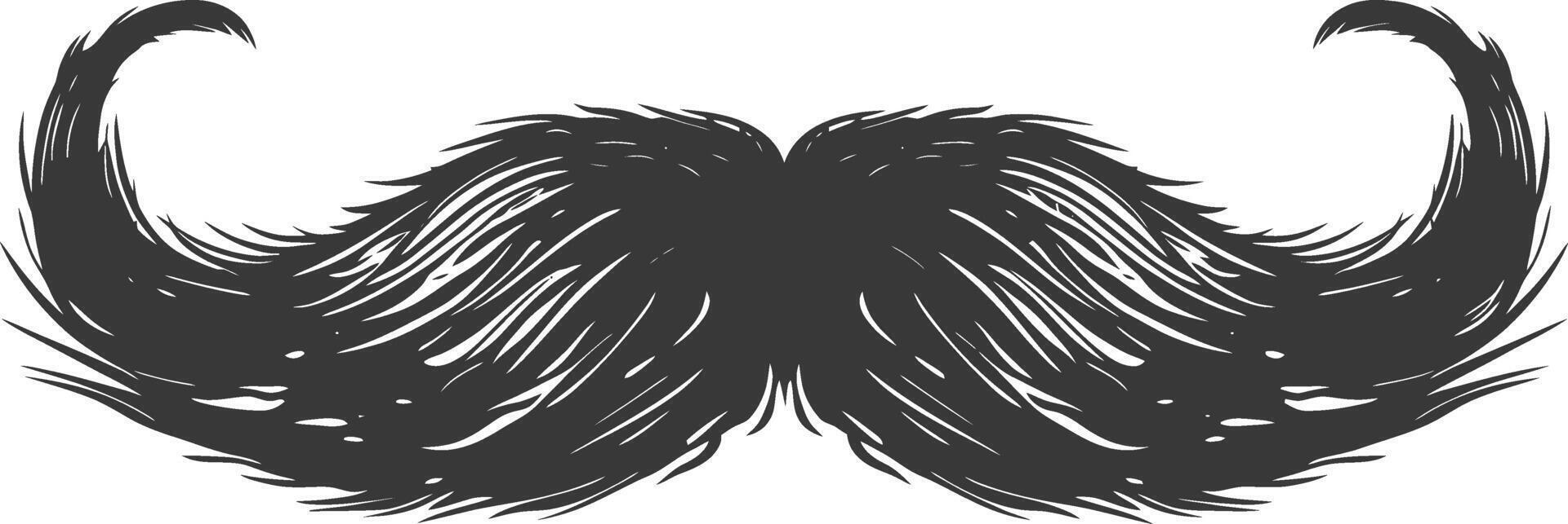 AI generated Silhouette single Mustache Only black color only vector