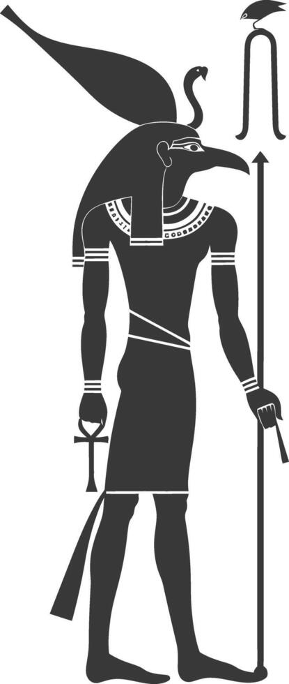 AI generated Silhouette single ancient egyptian hieroglyphs symbol logo black color only vector