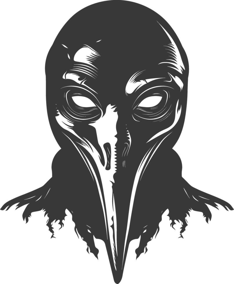 AI generated Silhouette plague mask black color only full vector