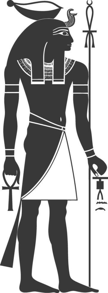 AI generated Silhouette single ancient egyptian hieroglyphs symbol logo black color only vector