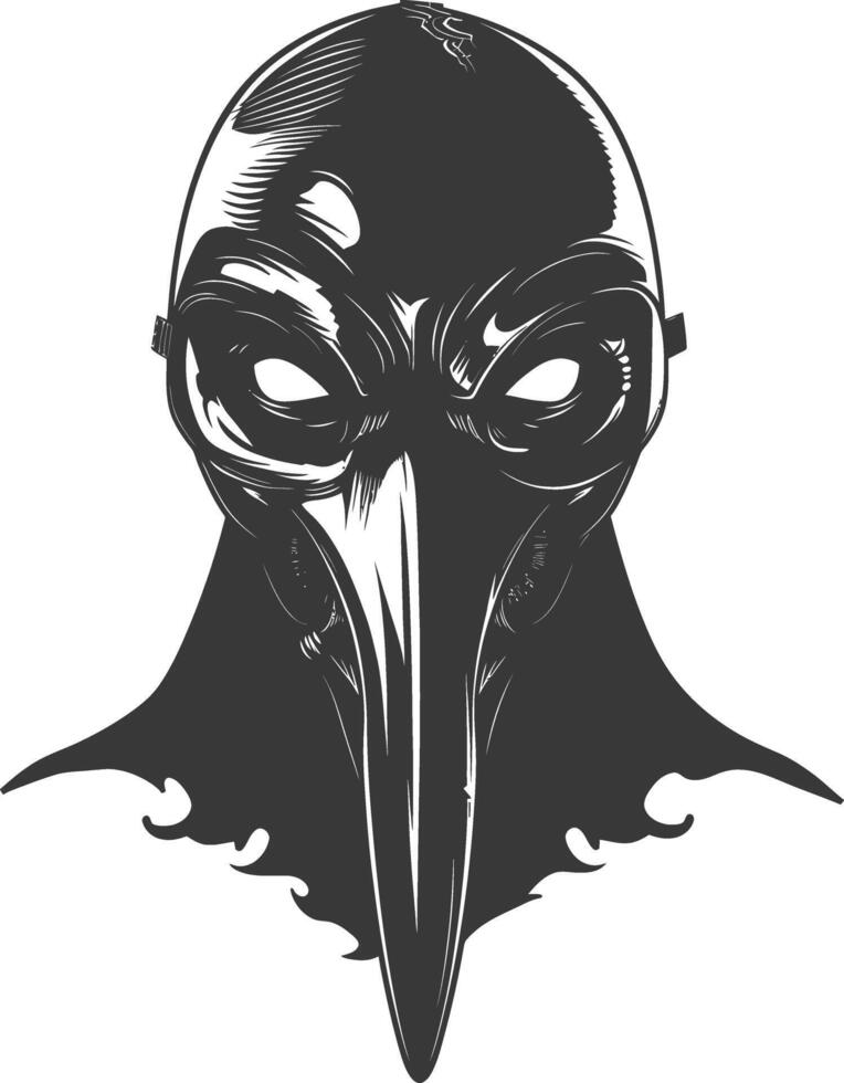 AI generated Silhouette plague mask black color only full vector