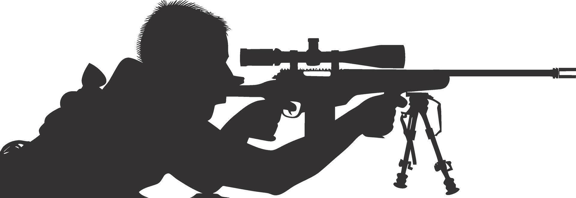 AI generated Silhouette sniper aiming at target black color only vector