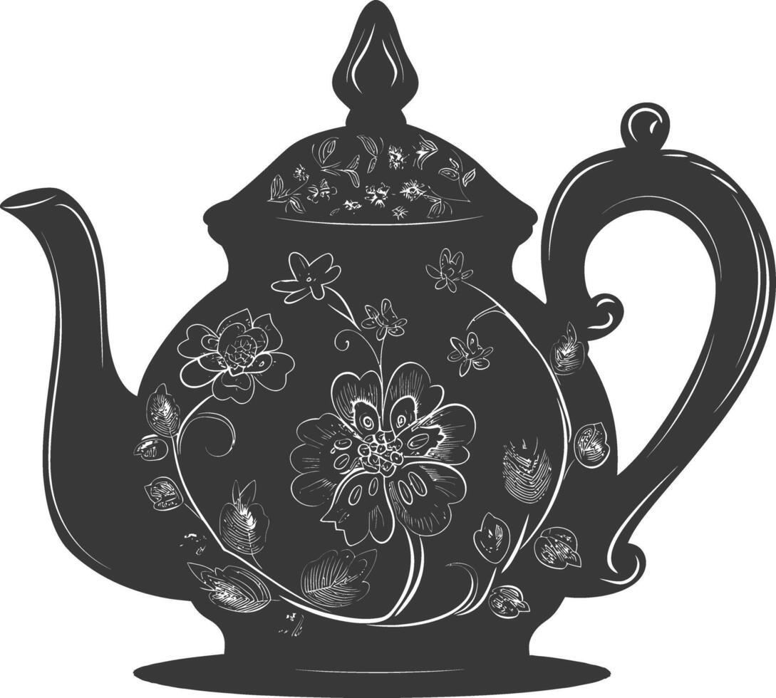 AI generated Silhouette teapot black color only full vector