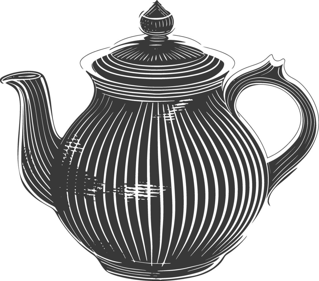 AI generated Silhouette teapot black color only full vector