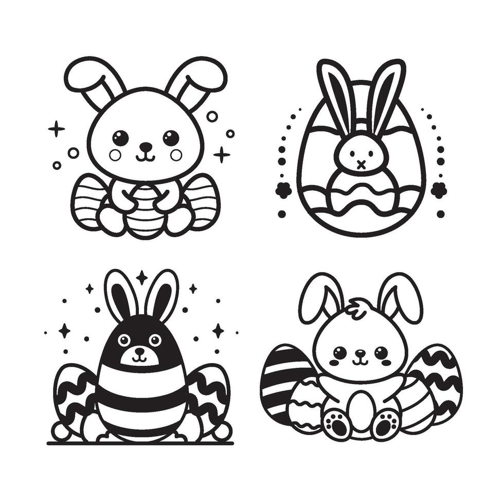 easter rabbit  icon logo, vector flat design , black and white