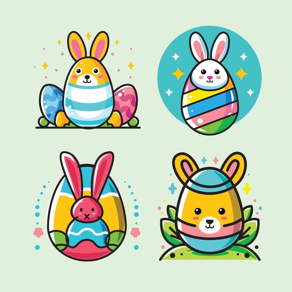 easter rabbit  icon logo, vector flat design