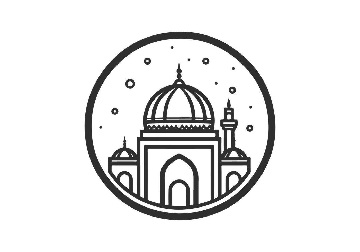 Mosque Icon illustration, Mosque logo, Mosque line art vector, Mosque Outline style vector