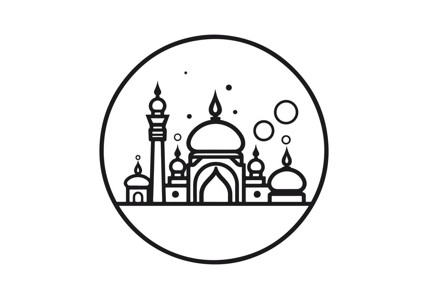 Mosque Icon illustration, Mosque logo, Mosque line art vector, Mosque Outline style vector