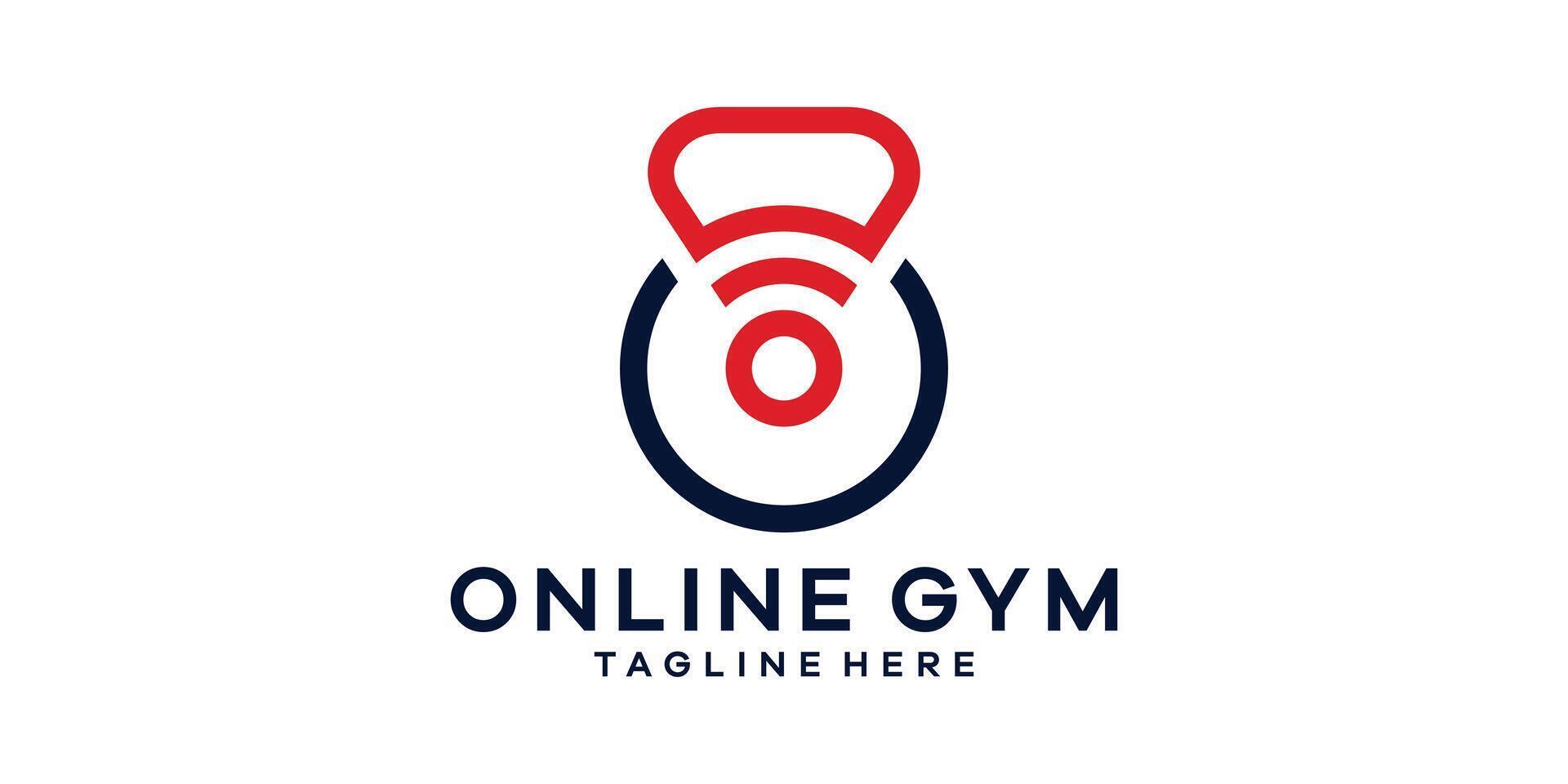 logo design combination of gym with internet signal, logo design template, symbol idea. vector