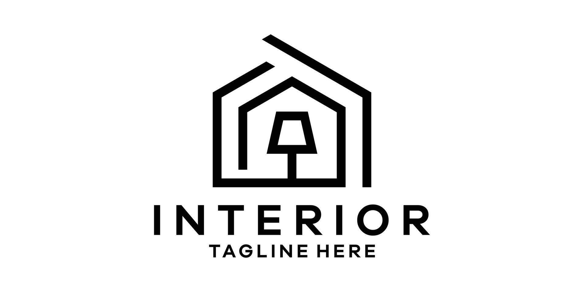 logo design combination of house with lights, interior logo design template, icon, idea, symbol, creative. vector