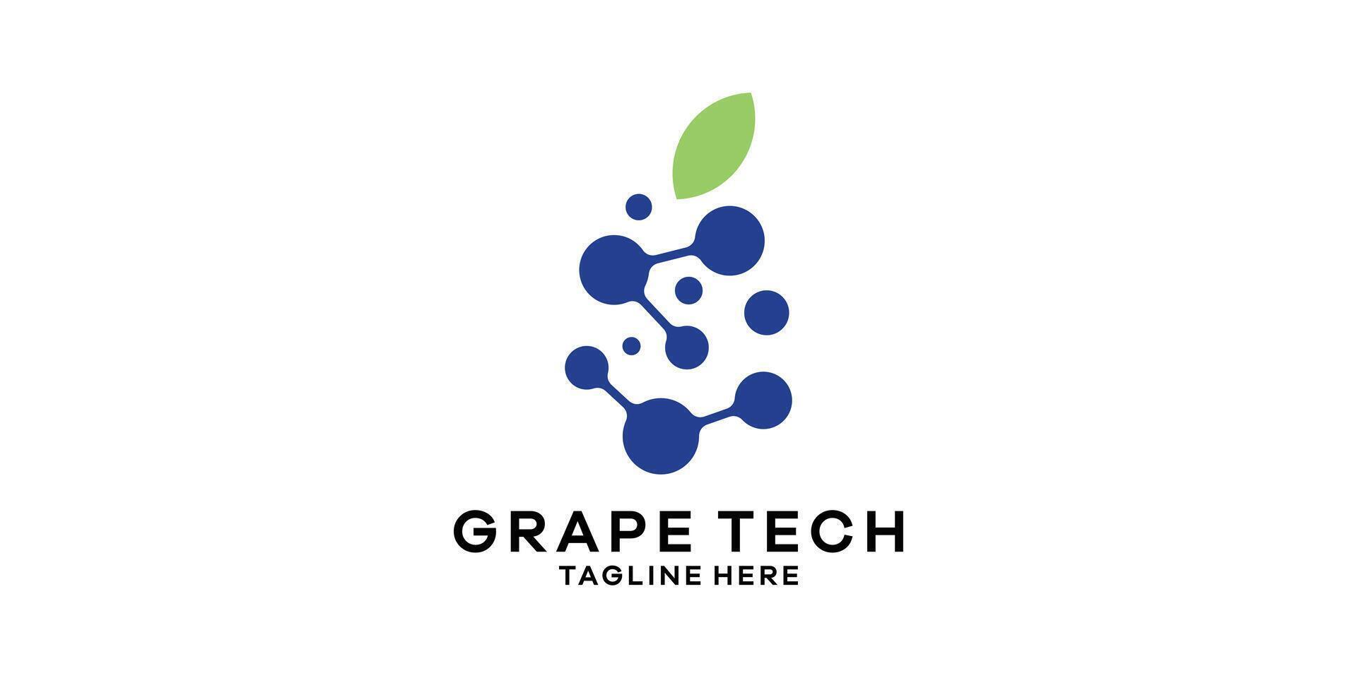 logo design neuron, connector with grape, fresh logo design, tech template, symbol, idea, creative vector