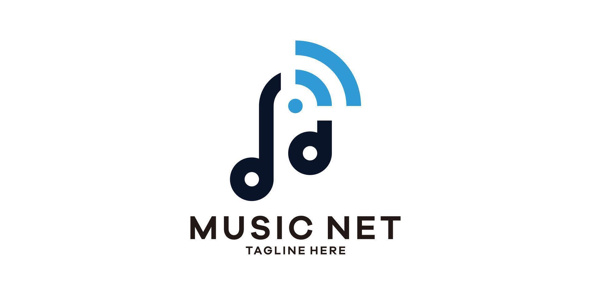 logo design combination of musical notes with internet signal, logo design template, symbol idea. vector