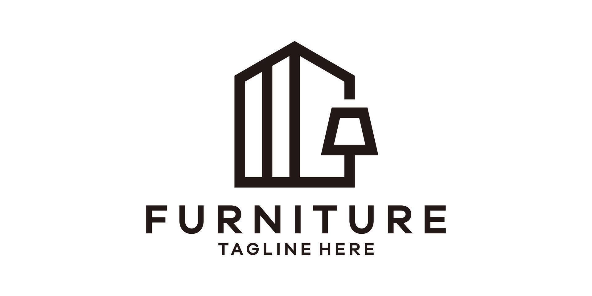 furniture design logo, minimalist home interior, logo design template, creative idea symbol. vector