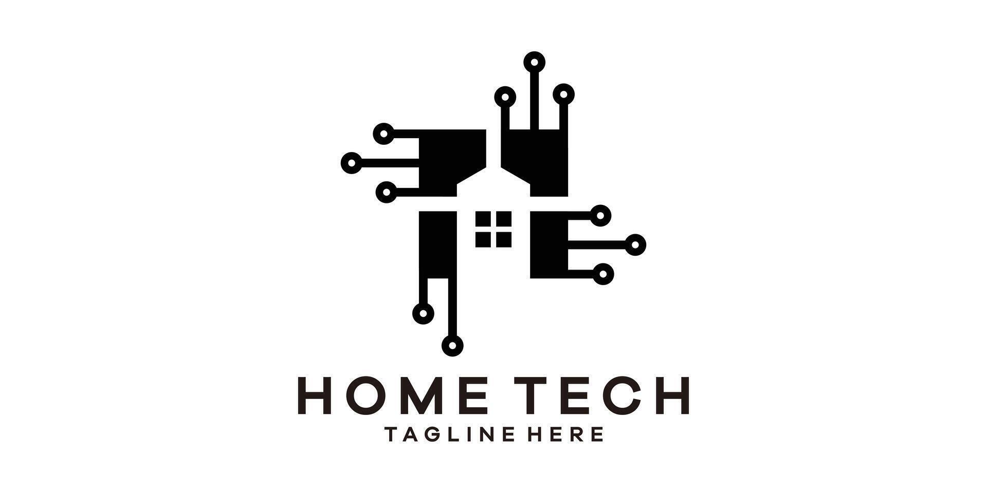 logo design combining the shape of a house with modern technology, logo design template, symbol idea. vector