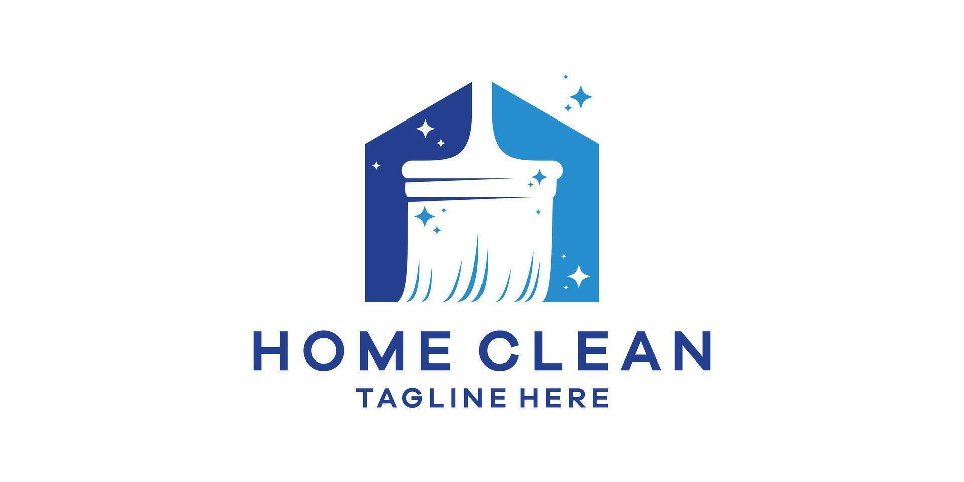 logo design combination of broom with house, logo design template cleanliness symbol idea. vector