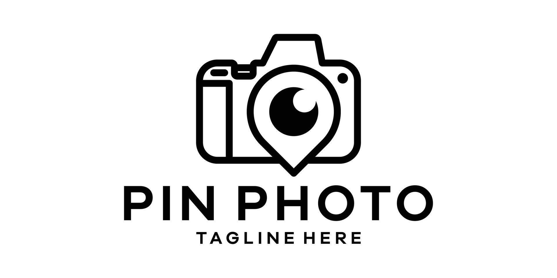 logo design combination of pin map camera shape, logo design template, symbol idea. vector