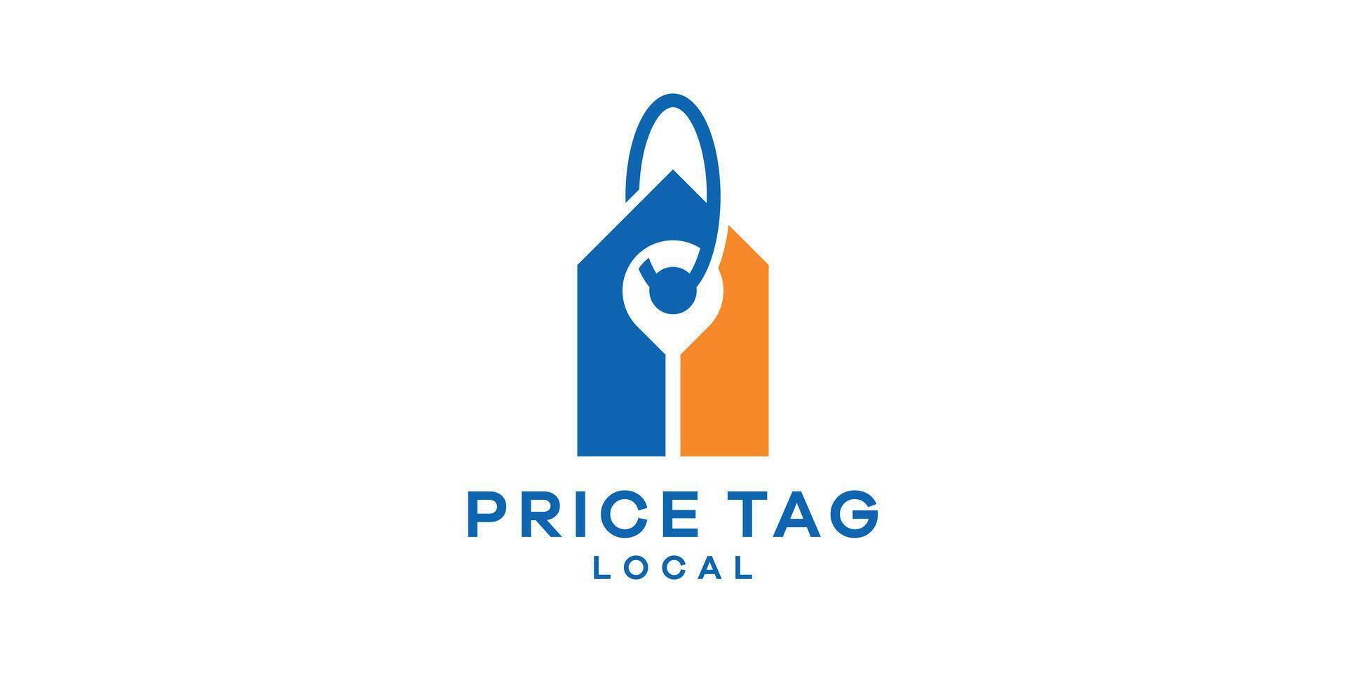logo design combination of price tag shape with pin, logo design template, symbol, creative idea. vector
