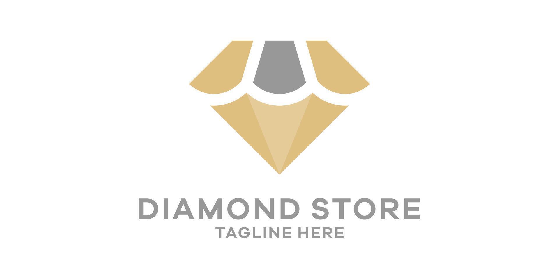logo design combination of diamond shape with shop, logo design template, symbol idea. vector