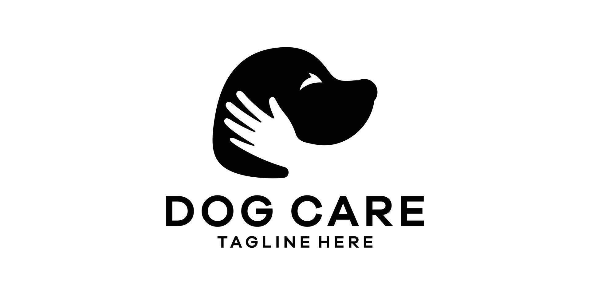 logo design combination of dog head and hand, logo design template symbol idea. vector