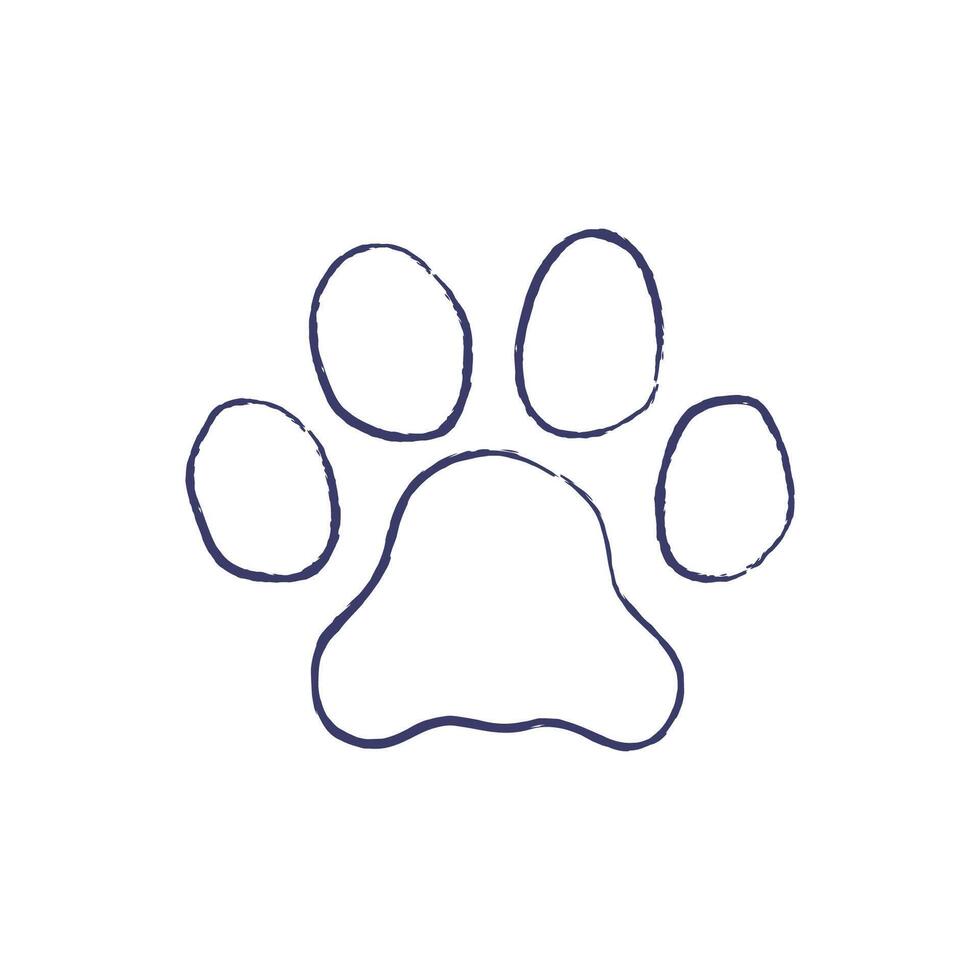 Cat paw icon. Outline hand drawn footprint pet. Isolated Vector drawing