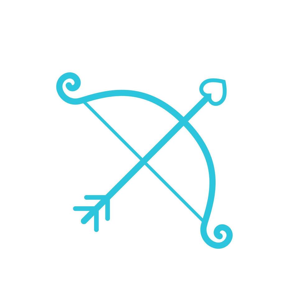 Eros arco y flecha. desde azul icono colocar. vector