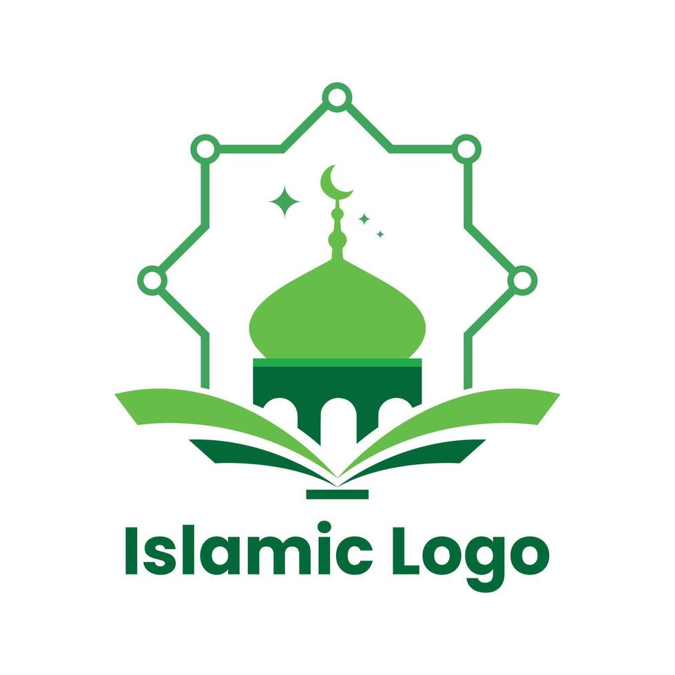 Islamic logo template, Ribbon islamic dome palace logo design template. Mosque logo ideas. inspiration logo design. template vector illustration.