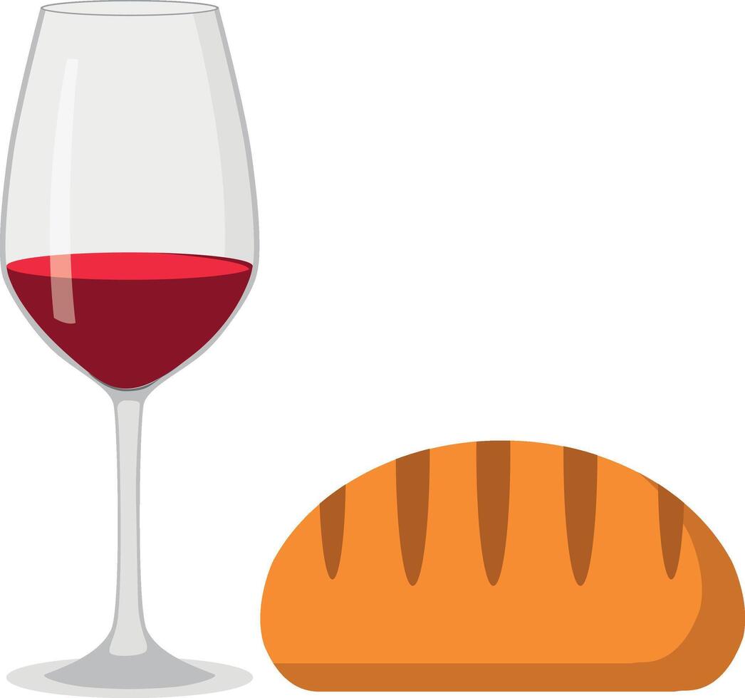 vino y pan, Pascua de Resurrección y alimento, comunión vector icono, vector gráficos