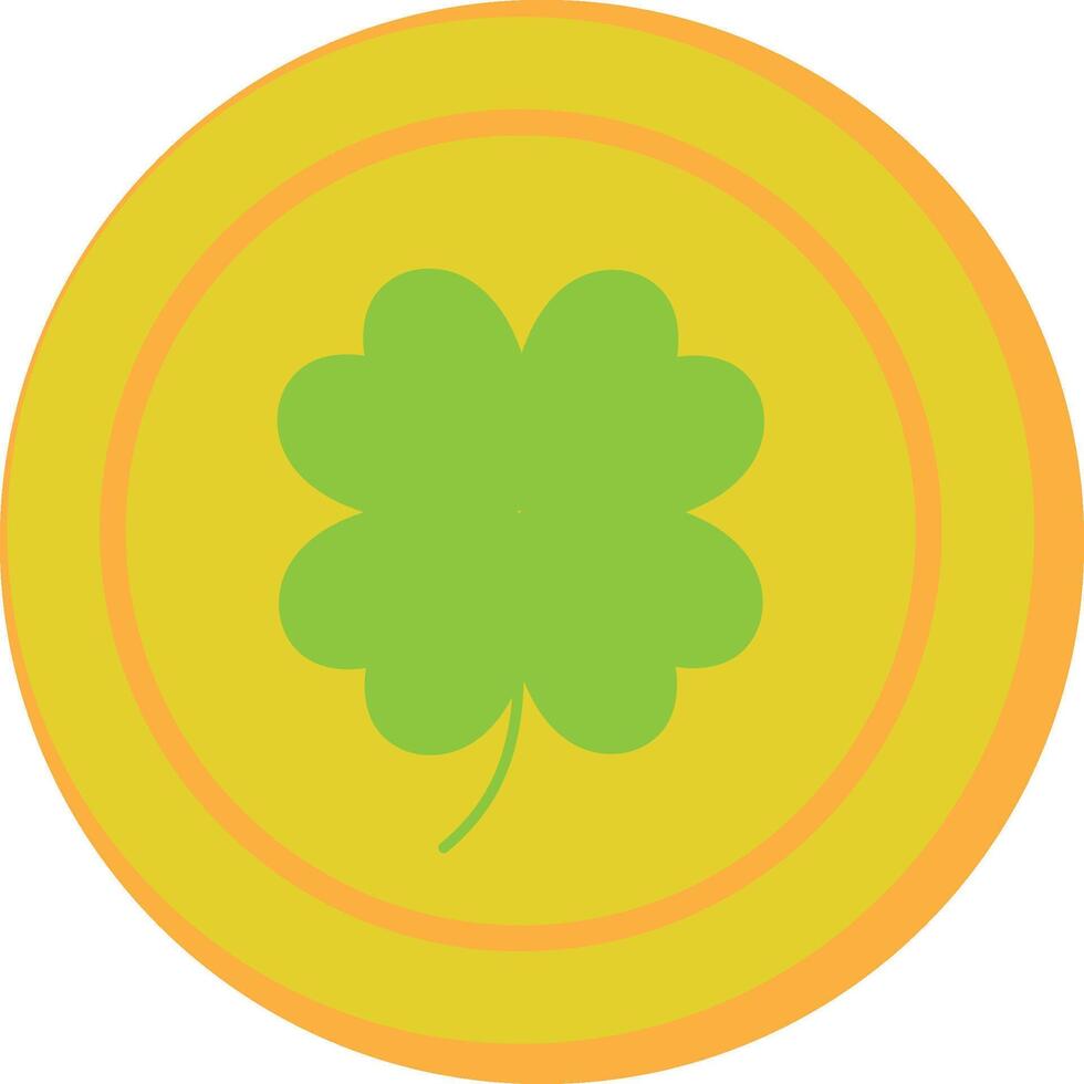 Coin clover line color icon, St. Patrick's Day and holiday, four leaf on coin vector icon, vector graphics