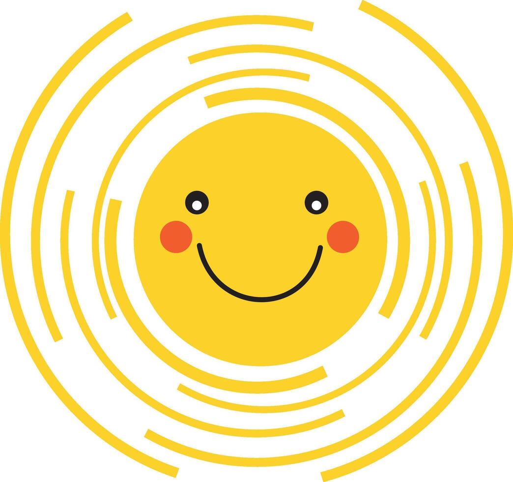 Cute sun with smile for sticker vector