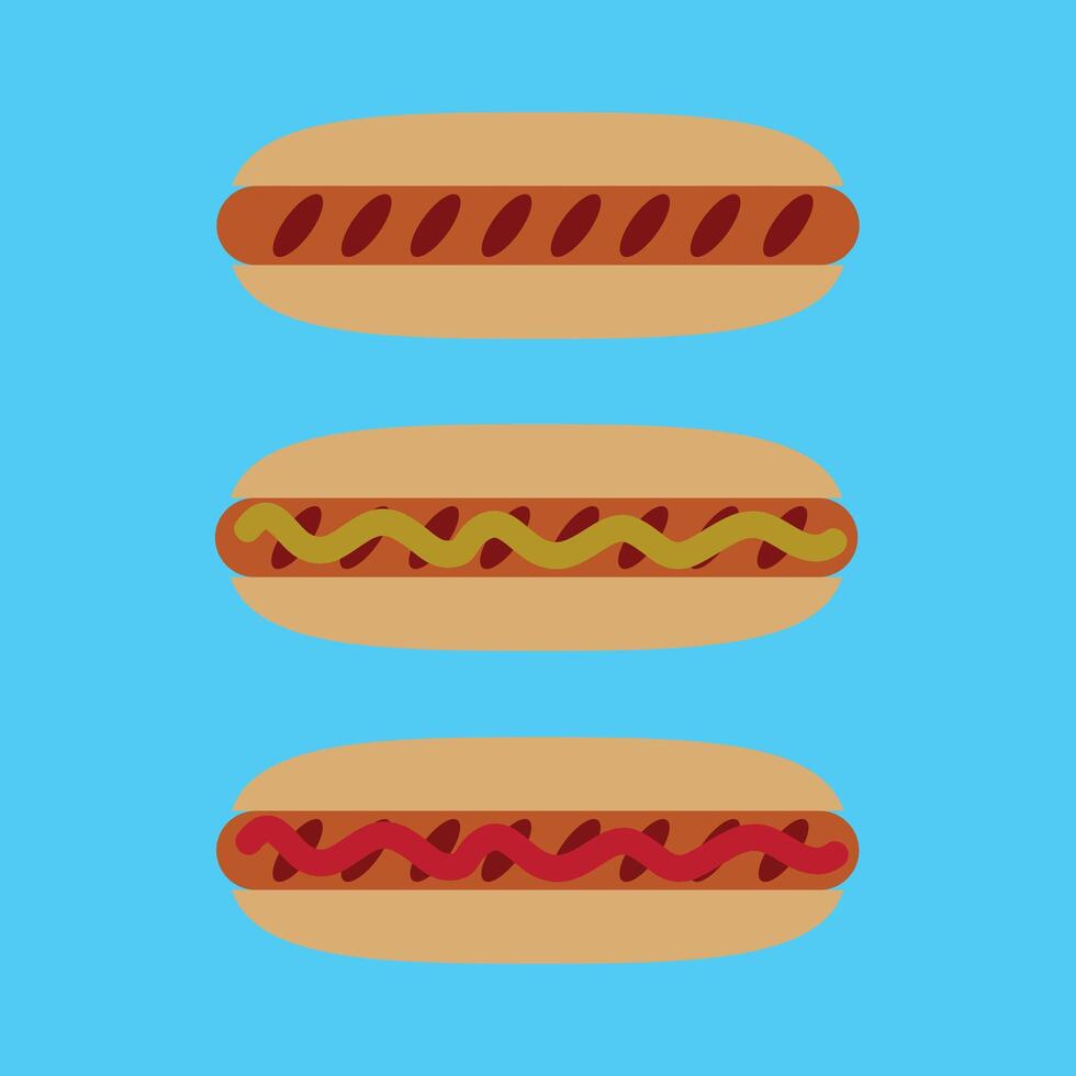 Grilled hot dog with mustard and ketchup isolated vector